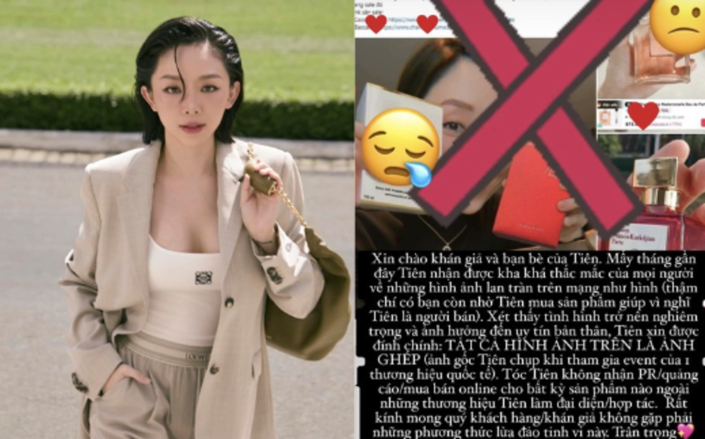 Tóc Tiên lên tiếng cảnh báo khán giả khẳng định những tấm hình chụp với nước hoa trên mạng xã hội mới đây chỉ là sản phẩm cắt ghép từ kẻ gian.