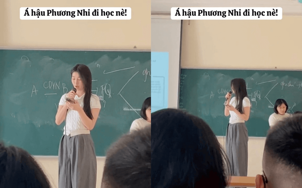 Phương Nhi gây chú ý khi diện trang phục đến trường, khác xa hình ảnh đầy sang trọng của một “Á hậu” 