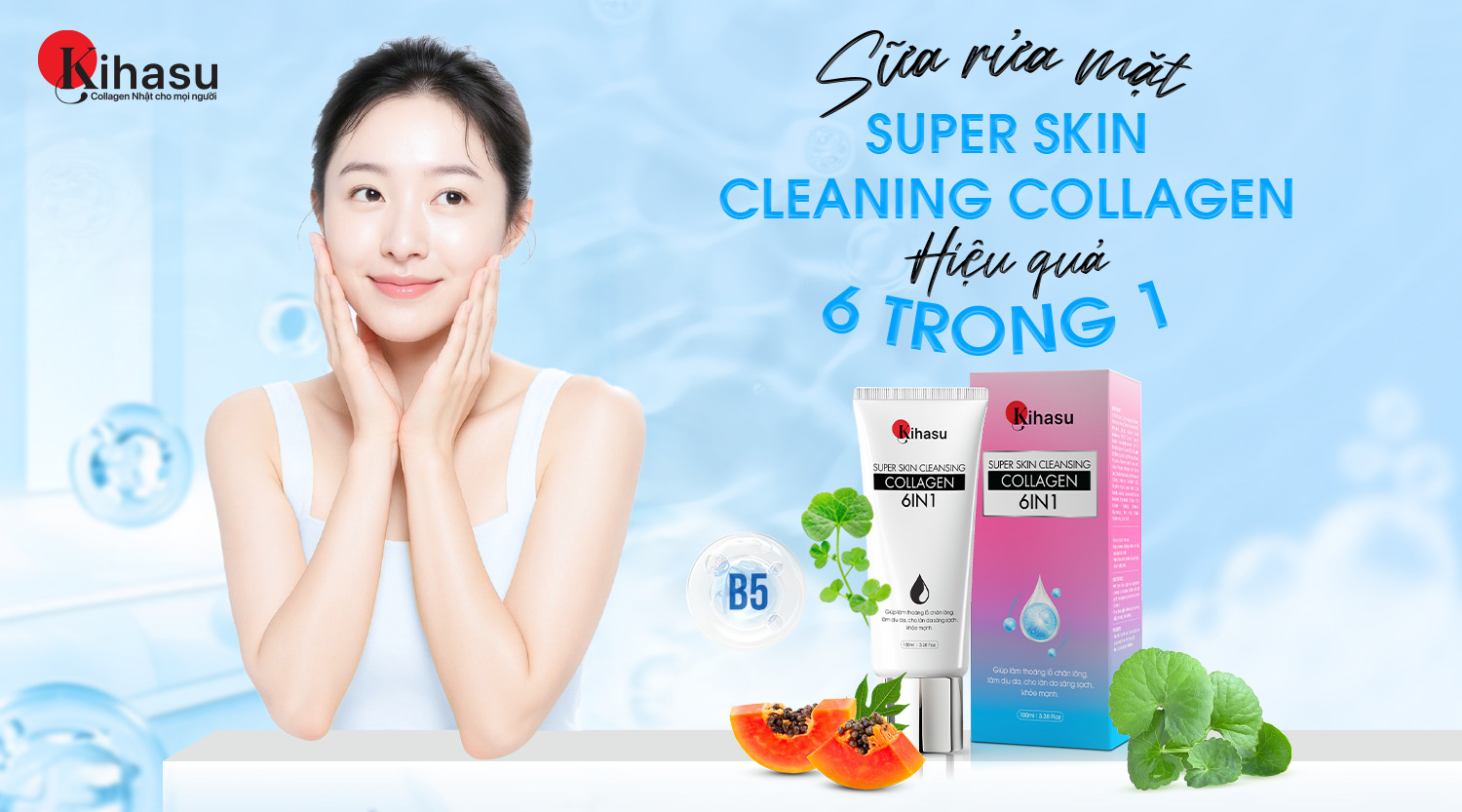 Sữa rửa mặt Collagen Kihasu 6in1 – Giải pháp chăm sóc da toàn diện chuẩn khoa học