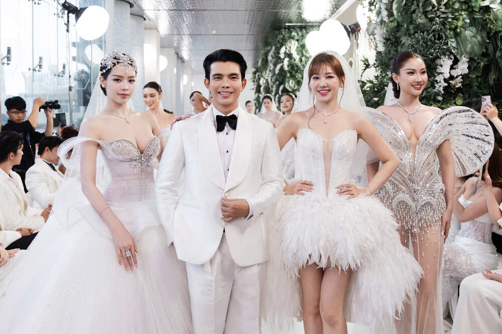 Hari Won lần đầu catwalk, Thanh Thủy làm vedette show thời trang cưới của Đỗ Long